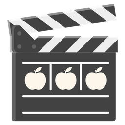 clapper board and red apple