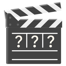 clapper board and red question mark