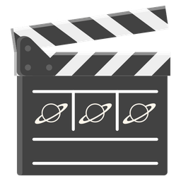 clapper board and ringed planet