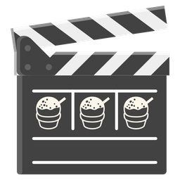 clapper board and shaved ice