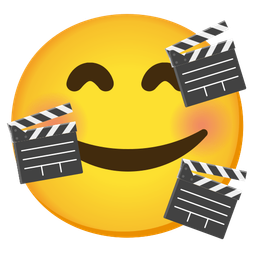 Clapper board and Smiling face with hearts