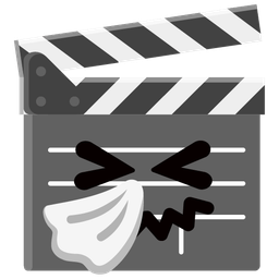 clapper board and sneezing face