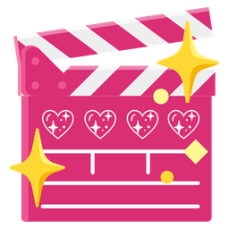 clapper board and sparkling heart
