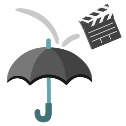 clapper board and umbrella