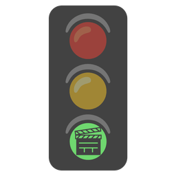 clapper board and vertical traffic light