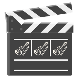 clapper board and violin