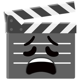 clapper board and weary face