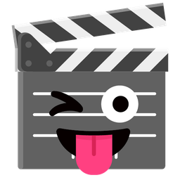 Clapper board and Winking face with tongue