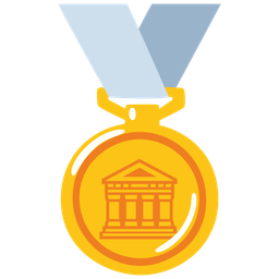 Classical building and 1st place medal