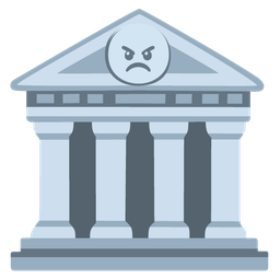 Classical building and Angry face