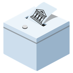 Classical building and Ballot box with ballot