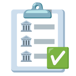 Classical building and Check mark button