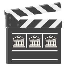 Classical building and Clapper board