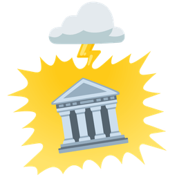 Classical building and Cloud with lightning