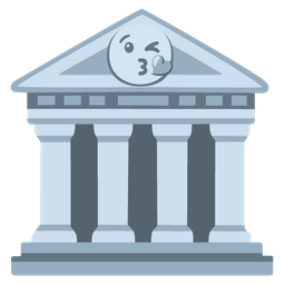 Classical building and Face blowing a kiss