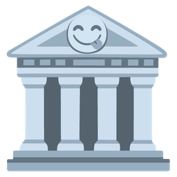 Classical building and Face savoring food