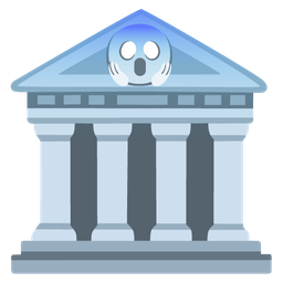 Classical building and Face screaming in fear