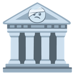 Classical building and Face with head-bandage