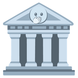 Classical building and Face with open eyes and hand over mouth
