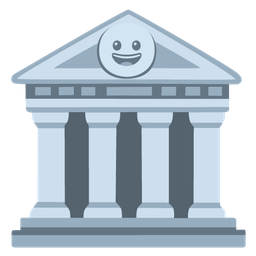Classical building and Grinning face
