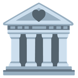 Classical building and Heart suit