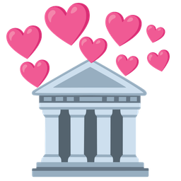 Classical building and Heart with arrow