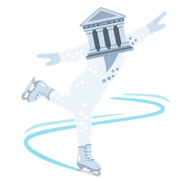 Classical building and Ice skate