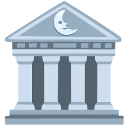 Classical building and Last quarter moon face