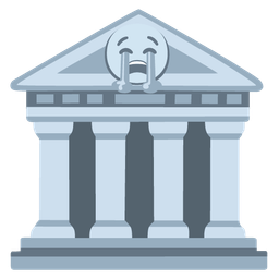 Classical building and Loudly crying face