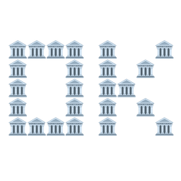 Classical building and OK button