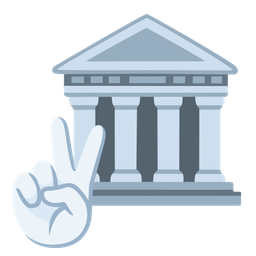 Classical building and Peace symbol