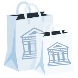Classical building and Shopping bags