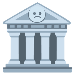 Classical building and Slightly frowning face