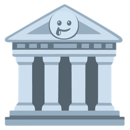 classical building and smiling face with tear