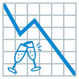 Clinking glasses and Chart decreasing