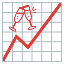 Clinking glasses and Chart increasing