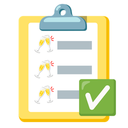 Clinking glasses and Check mark button