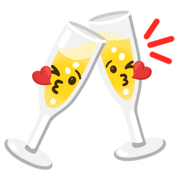 Clinking glasses and Face blowing a kiss