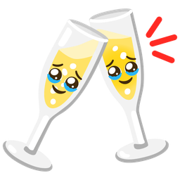 Clinking glasses and Face holding back tears