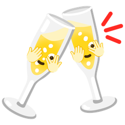 Clinking glasses and Face with peeking eye