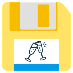 Clinking glasses and Floppy disk