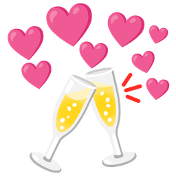 Clinking glasses and Heart with arrow