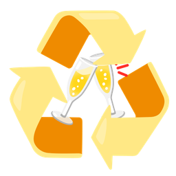 Clinking glasses and Recycling symbol