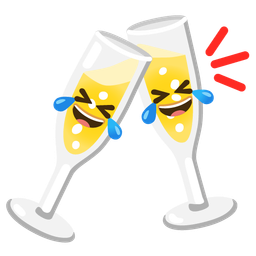 Clinking glasses and Rolling on the floor laughing