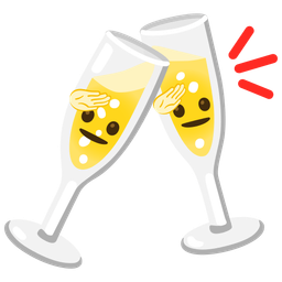 Clinking glasses and Saluting face