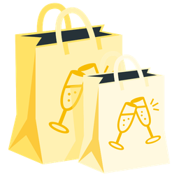 Clinking glasses and Shopping bags