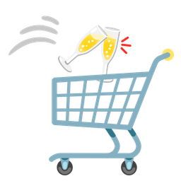 Clinking glasses and Shopping cart