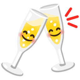 Clinking glasses and Smiling face with smiling eyes