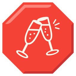 Clinking glasses and Stop sign