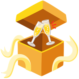 Clinking glasses and Wrapped gift